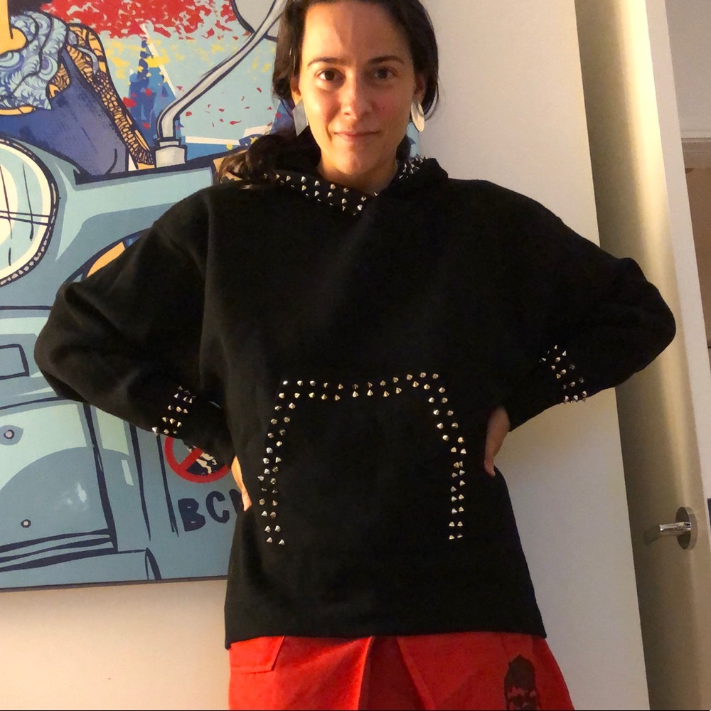 Zara studded hoodie. Black. Medium.